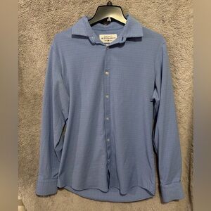 Mizzen + Main Button Shirt Mens Medium Trim Fit Slim Plaid Blue Long Sleeve USA